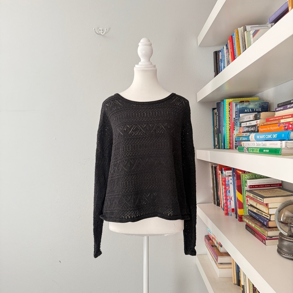 Peruvian Connection Black Knit Lightweight Sweater sz XL